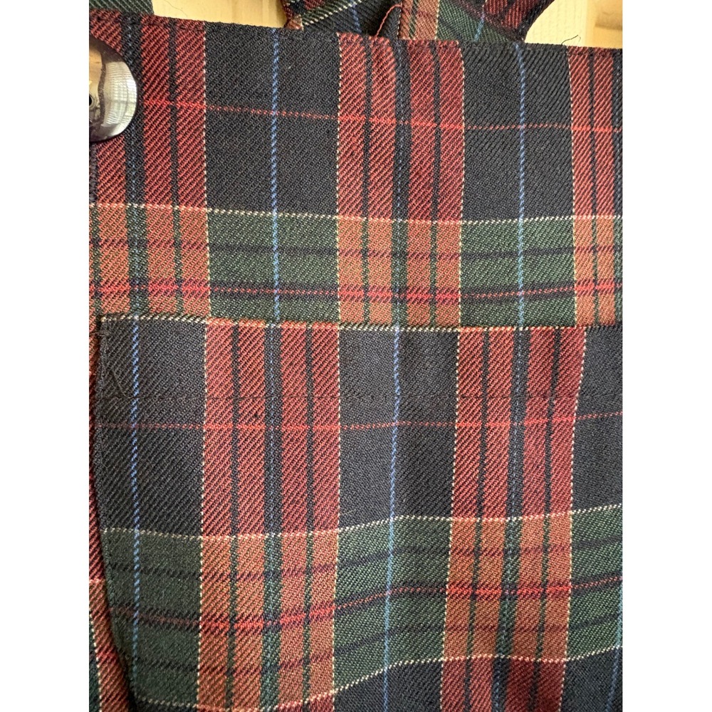 Vintage Paris Sport Club Plaid Pinafore Overall Mini Dress Size M Dark Academia - Picture 3 of 9